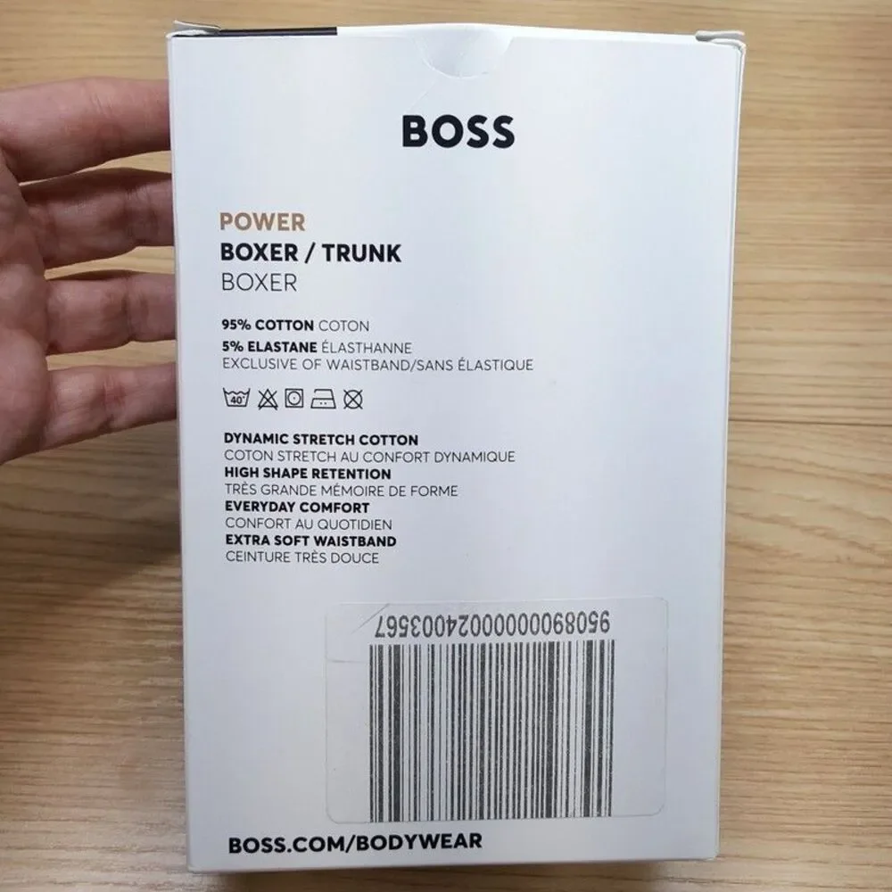 HUGO BOSS Boxer Briefs Mens Small 3-Pack Power Trunk Cotton Stretch Logo